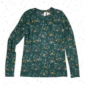 Duluth Trading Buck Naked Long Sleeve Base Layer Green Woodland Top Size M NEW